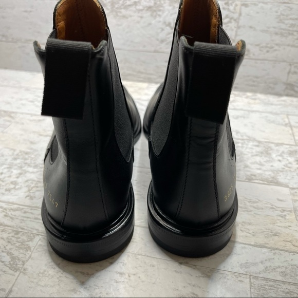 New Woman By Common Project Black Leather Pull Tab Chelsea Boots 38257547 - Picture 13 of 16